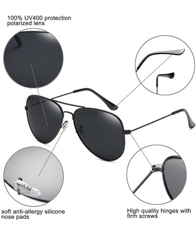 Aviator Polarized Aviator Sunglasses for Men and Women Metal Classic Mens Sunglasses Driving Sun Glasses - CR18G98AS80 $8.18