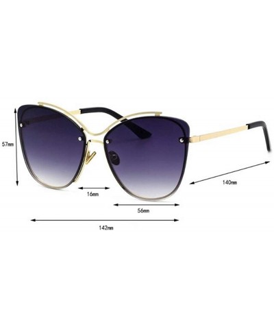 Cat Eye 2019 new sunglasses - rivets double beam sunglasses fashion cat eyes sunglasses ladies - E - C918S8N26KY $46.92