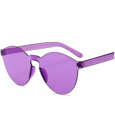 Rimless Fashion RimlVintage Round Mirror Sunglasses Women Luxury Design Yellow Sun Glasses Oculos - Purple - CP197Y6ZAY2 $12.93