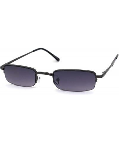 Rectangular Mens Half Metal Rim Dad Shade Small Rectangle Sunglasses - Gunmetal Smoke - CW1962R6H90 $22.68