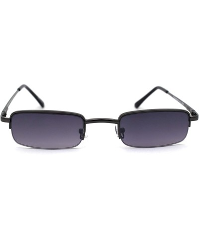 Rectangular Mens Half Metal Rim Dad Shade Small Rectangle Sunglasses - Gunmetal Smoke - CW1962R6H90 $9.94