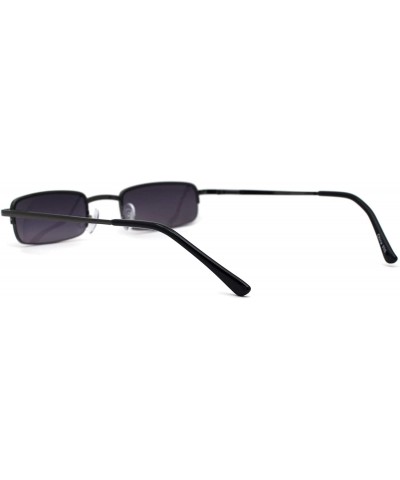 Rectangular Mens Half Metal Rim Dad Shade Small Rectangle Sunglasses - Gunmetal Smoke - CW1962R6H90 $9.94