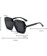 Rimless Fashion Women Man Vintage Big Frame Clamshell Sunglasses Retro Trendy Designer Eyewear (Black - One) - CL18D2XDSWX $1...