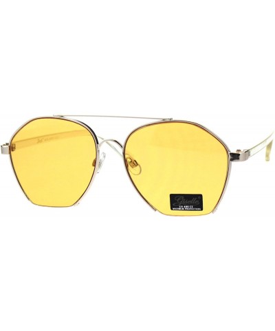 Aviator Womens Fashion Sunglasses Unique Cut Cropped Aviator Shades UV 400 - Gold Clear (Orange) - CR18IQHO7KS $20.26