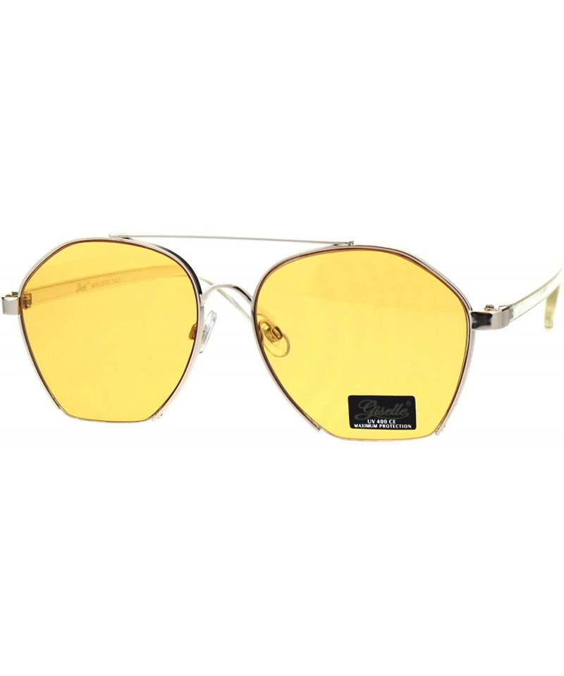 Aviator Womens Fashion Sunglasses Unique Cut Cropped Aviator Shades UV 400 - Gold Clear (Orange) - CR18IQHO7KS $10.52