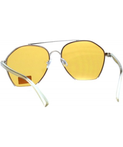 Aviator Womens Fashion Sunglasses Unique Cut Cropped Aviator Shades UV 400 - Gold Clear (Orange) - CR18IQHO7KS $10.52