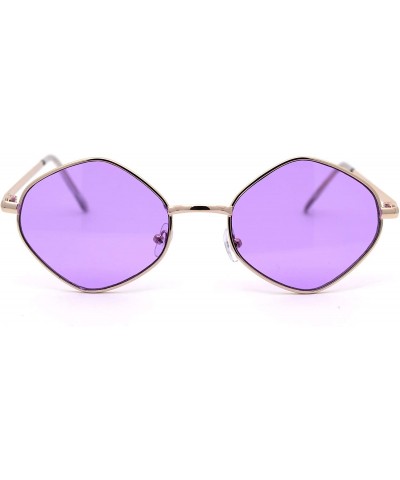 Square Retro Vintage Diamond Shape Metal Rim Hippie Sunglasses - Gold Purple - C918Y8KCYCN $18.83