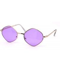 Square Retro Vintage Diamond Shape Metal Rim Hippie Sunglasses - Gold Purple - C918Y8KCYCN $11.35