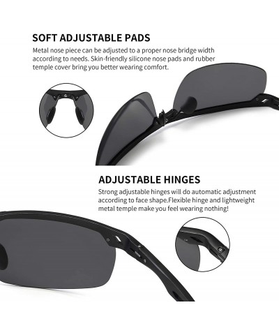 Rectangular HD Polarized Sunglasses for Men- Al-Mg Metal Frame-Driving Fishing UV400 - Black Frame/Gray Lens - CO18RMMQ8YI $1...