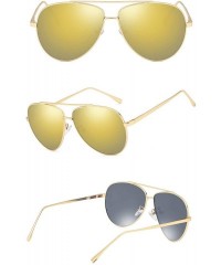 Aviator Premium Military Polarized Sunglasses Protection - Gold Frame/Champagne Lens - CZ18KE0UW8D $25.62