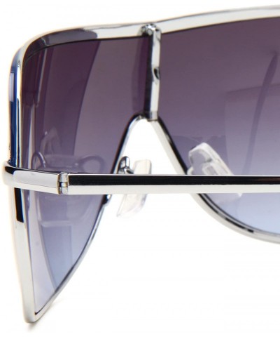 Shield Men's U863 Shield Sunglasses- 70 mm - Silver Blue Frame/Gradient Blue Lens - CG1170NVJYX $22.43