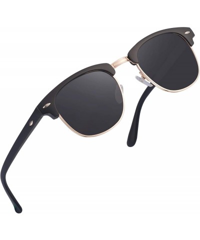 Aviator SUNGLASSES FOR MEN WOMEN - Half Frame Polarized Classic fashion womens mens sunglasses FD4003 - 1-1sand Black - CX17Z...