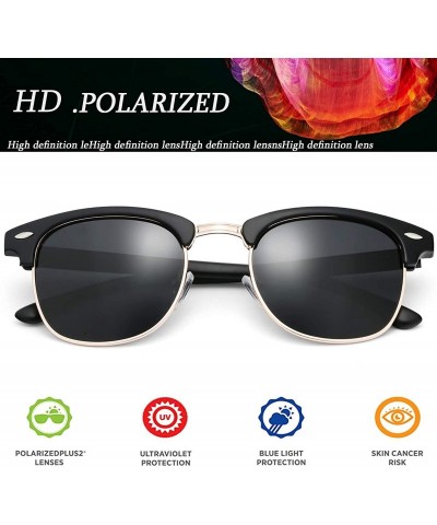 Aviator SUNGLASSES FOR MEN WOMEN - Half Frame Polarized Classic fashion womens mens sunglasses FD4003 - 1-1sand Black - CX17Z...