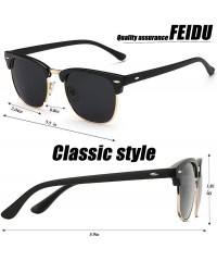 Aviator SUNGLASSES FOR MEN WOMEN - Half Frame Polarized Classic fashion womens mens sunglasses FD4003 - 1-1sand Black - CX17Z...