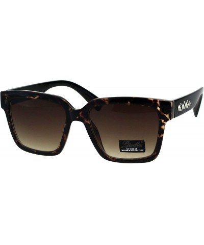Rectangular Womens Boyfriend Style Horn Rim Rectangular Plastic Goth Sunglasses - Tortoise Brown - C518EHRWM2I $18.20