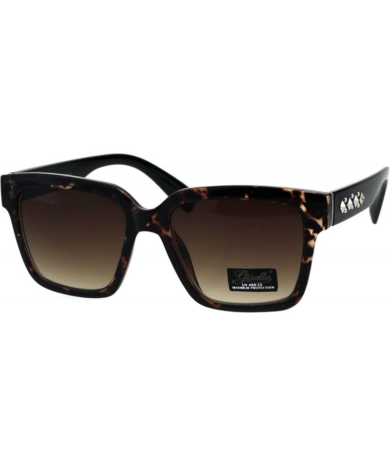 Rectangular Womens Boyfriend Style Horn Rim Rectangular Plastic Goth Sunglasses - Tortoise Brown - C518EHRWM2I $8.25