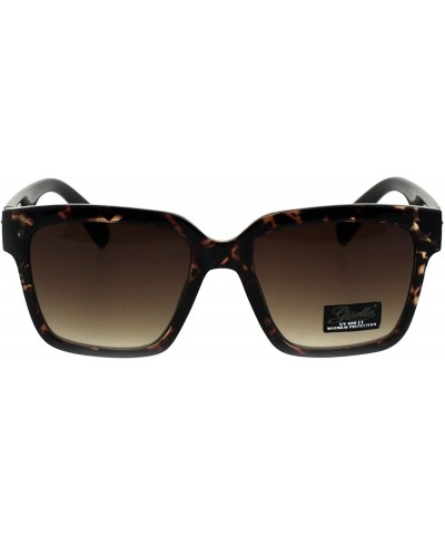 Rectangular Womens Boyfriend Style Horn Rim Rectangular Plastic Goth Sunglasses - Tortoise Brown - C518EHRWM2I $8.25