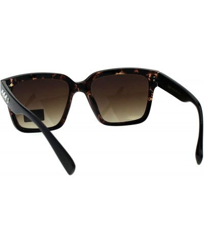 Rectangular Womens Boyfriend Style Horn Rim Rectangular Plastic Goth Sunglasses - Tortoise Brown - C518EHRWM2I $8.25