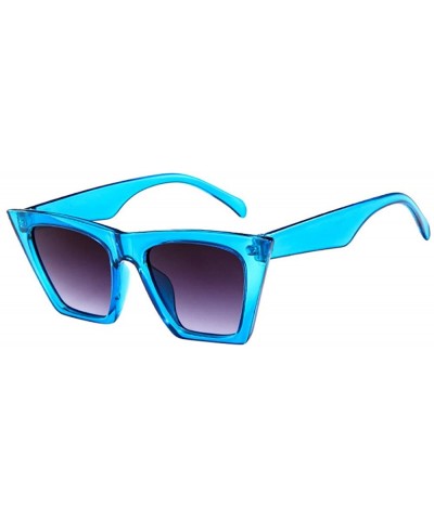 Semi-rimless Fashion Women Oversized Vintage Retro Cat Eye Sun Glasses Ladies Sunglasses - Blue - CN18QO3T6LK $6.29