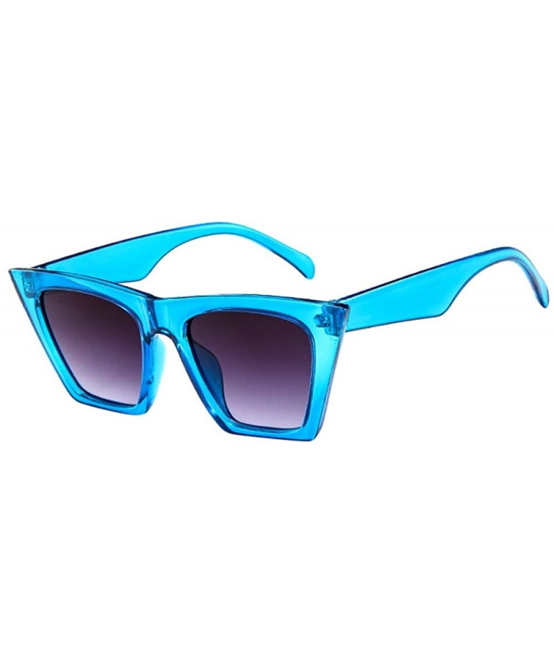 Semi-rimless Fashion Women Oversized Vintage Retro Cat Eye Sun Glasses Ladies Sunglasses - Blue - CN18QO3T6LK $15.23