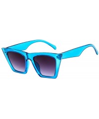 Semi-rimless Fashion Women Oversized Vintage Retro Cat Eye Sun Glasses Ladies Sunglasses - Blue - CN18QO3T6LK $15.23
