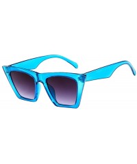 Semi-rimless Fashion Women Oversized Vintage Retro Cat Eye Sun Glasses Ladies Sunglasses - Blue - CN18QO3T6LK $6.29