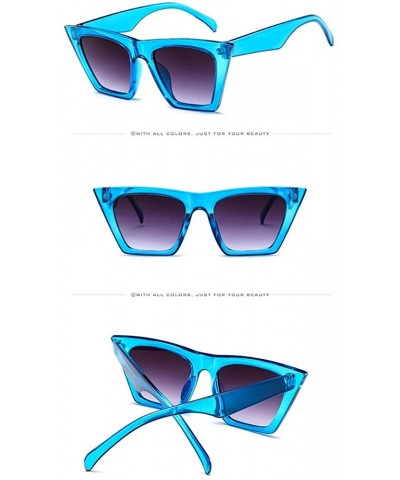 Semi-rimless Fashion Women Oversized Vintage Retro Cat Eye Sun Glasses Ladies Sunglasses - Blue - CN18QO3T6LK $15.23