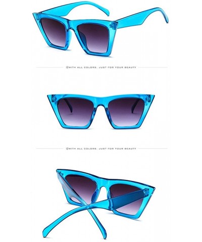 Semi-rimless Fashion Women Oversized Vintage Retro Cat Eye Sun Glasses Ladies Sunglasses - Blue - CN18QO3T6LK $6.29