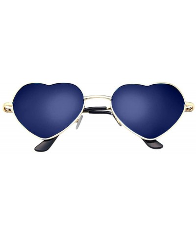 Goggle Mens Womens Metal Frame Ladies Heart Shape Sunglasses Lolita Love - 9192c - CC18RT83XGN $18.11
