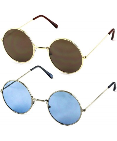 Round Retro Hipster Fashion Small Round Circle Metal Frame Ozzy Elton Color Tint John Lennon Style Sunglasses - CC18QKQKWC7 $...