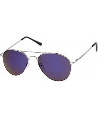 Aviator Premium Full Mirrored Aviator Sunglasses w/Flash Mirror Lens - 3 Pack Silver - Blue - C311FMU77SN $12.55