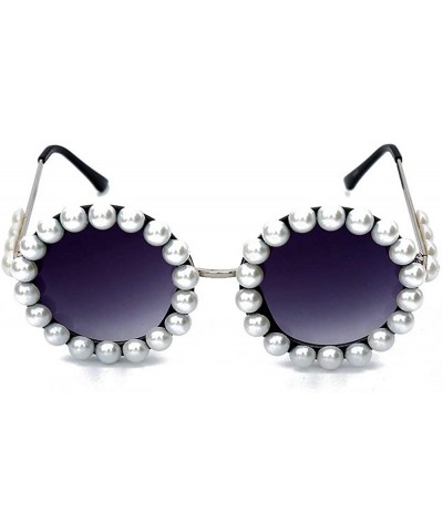 Round Vintage Sunglasses Designer Fashion Oversized - Black - CU18YYWME83 $29.08