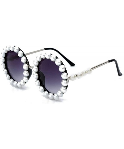 Round Vintage Sunglasses Designer Fashion Oversized - Black - CU18YYWME83 $14.18
