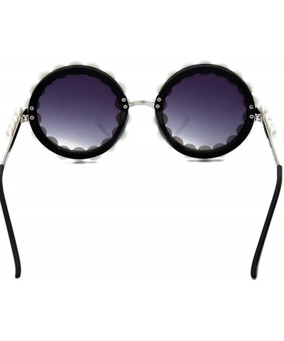 Round Vintage Sunglasses Designer Fashion Oversized - Black - CU18YYWME83 $14.18