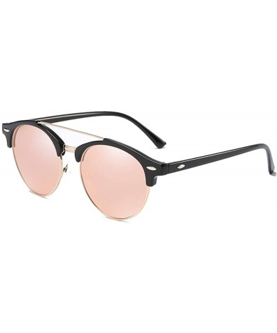 Round Unique round Polarized Sunglasses Men Women Fashion Driving Sunglasses Vintage - Black/Pink - CE1855IY45C $18.90