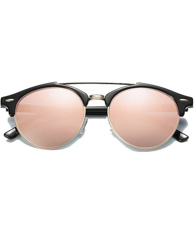 Round Unique round Polarized Sunglasses Men Women Fashion Driving Sunglasses Vintage - Black/Pink - CE1855IY45C $10.73