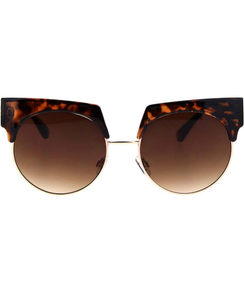 Oversized Womens Sunglasses Round Bolded Top Oversized Fashion Shades UV 400 - Tortoise Gold (Brown) - CM18TZDUDKZ $14.01