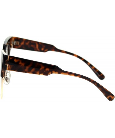 Oversized Womens Sunglasses Round Bolded Top Oversized Fashion Shades UV 400 - Tortoise Gold (Brown) - CM18TZDUDKZ $14.01