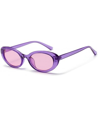 Oval Oval Sunglasses Woman Summer 2018 Retro Sun Glasses Female Accessories UV400 - Clear Purple - C618EH3AAXC $19.49