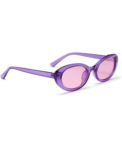 Oval Oval Sunglasses Woman Summer 2018 Retro Sun Glasses Female Accessories UV400 - Clear Purple - C618EH3AAXC $7.90