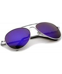 Aviator Premium Full Mirrored Aviator Sunglasses w/Flash Mirror Lens - 3 Pack Silver - Blue - C311FMU77SN $12.55