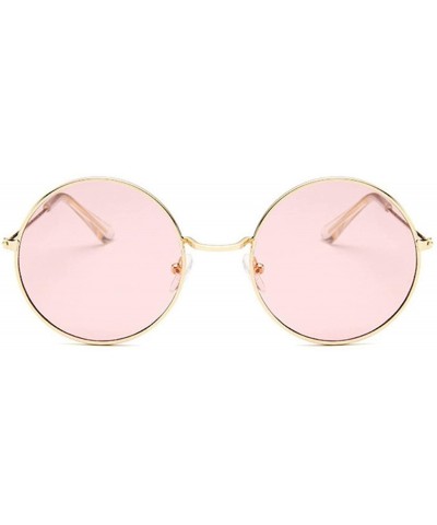 Round 2019 Retro Round Pink Sunglasses Women Er Sun Glasses Alloy Mirror Female Oculos De Sol Black - Black - CE198AHNSGD $30.10