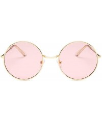 Round 2019 Retro Round Pink Sunglasses Women Er Sun Glasses Alloy Mirror Female Oculos De Sol Black - Black - CE198AHNSGD $30.10