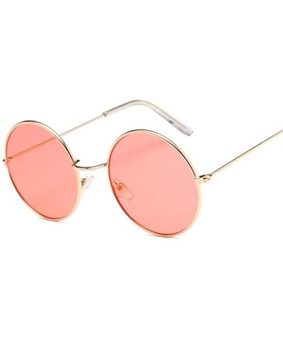 Round 2019 Retro Round Pink Sunglasses Women Er Sun Glasses Alloy Mirror Female Oculos De Sol Black - Black - CE198AHNSGD $30.10