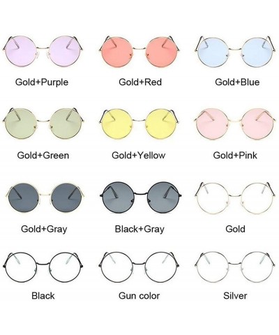 Round 2019 Retro Round Pink Sunglasses Women Er Sun Glasses Alloy Mirror Female Oculos De Sol Black - Black - CE198AHNSGD $30.10