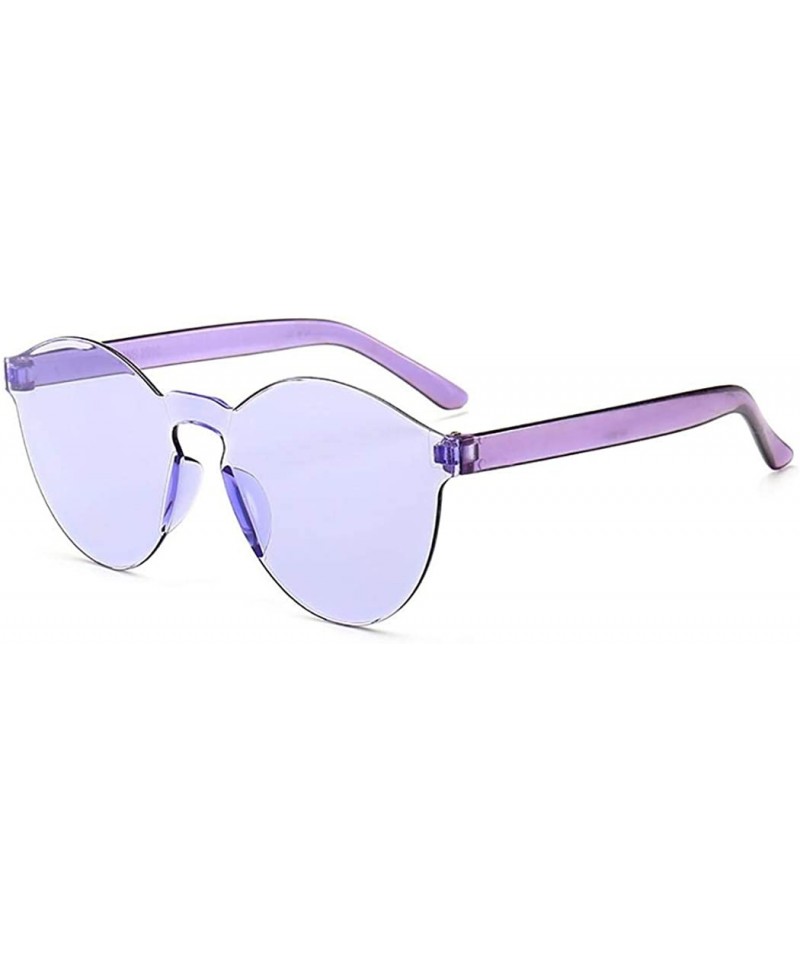 Round Unisex Fashion Candy Colors Round Outdoor Sunglasses Sunglasses - Light Purple - CP199OQUOTT $8.09