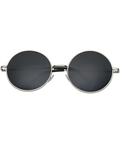 Aviator Oversized Large Round Sunglasses for Women Rainbow Mirrored - Silver - CS1206P1LK3 $12.41