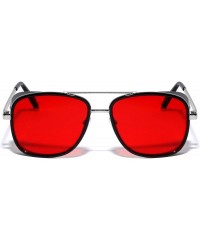 Shield Side Lens Shield Crossed Line Temple Pattern Modern Square Aviator Sunglasses - Red - C7190ERWW49 $16.76