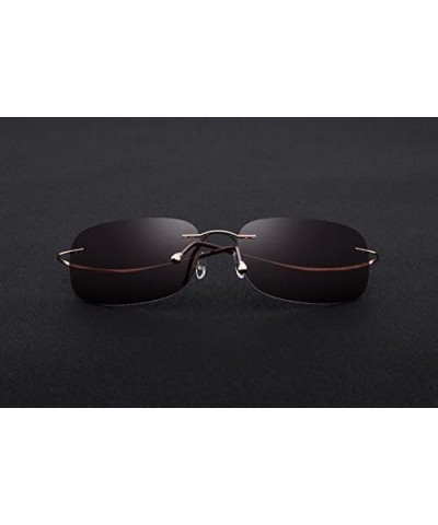 Rimless 100% Real Titanium No Screw Rimless Polarized Sunglasses For Men Women Ultralight (Grey- Blue) - Gold - CW1857H67RT $...