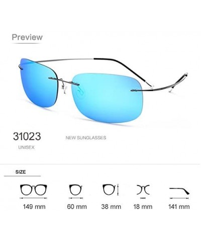 Rimless 100% Real Titanium No Screw Rimless Polarized Sunglasses For Men Women Ultralight (Grey- Blue) - Gold - CW1857H67RT $...